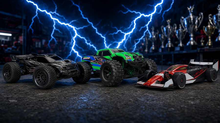 Black Traxxas XRT, X-Maxx Ultimate, and Arrma Limitless